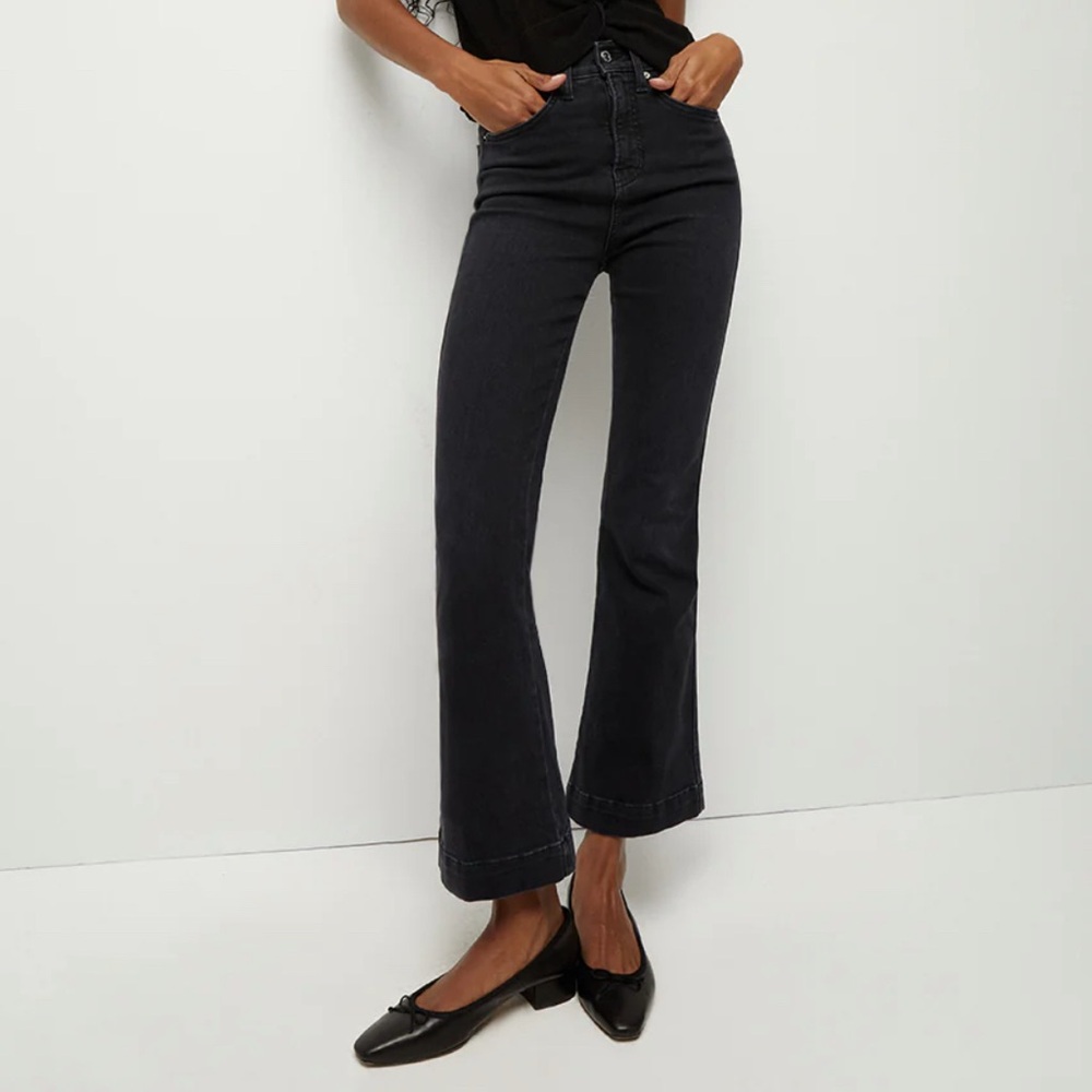 Veronica Beard Carson Kick-Flare Denim Jeans in Onyx Black Size 25